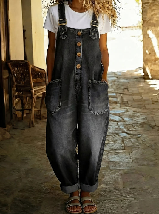 Everyday Relaxed Denim Work Jumpsuit