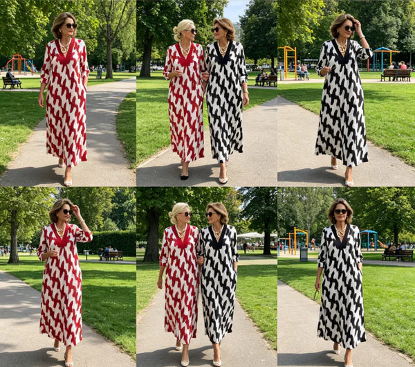 Art Block V Neck Midi Dress
