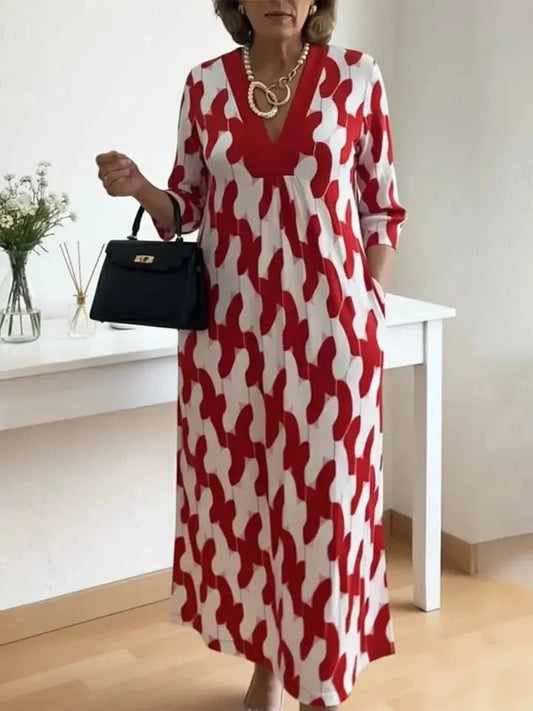 Art Block V Neck Midi Dress